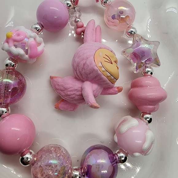 Cute labubu labu yoga Charm keychain or phone chain - Picture 1 of 3